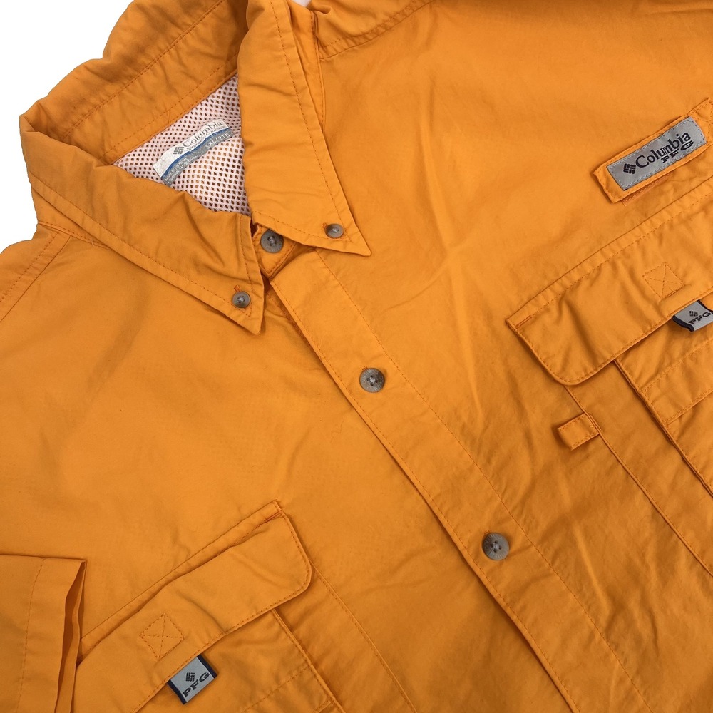 COLUMBIA Omni-Shade PFG Men's XXL Orange Short-Sleeve Button-Down Fishing Shirt